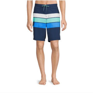 George Men's Size 3XL (48-50) 9" Eboard Shorts Swim Trunks Navy Stripe
